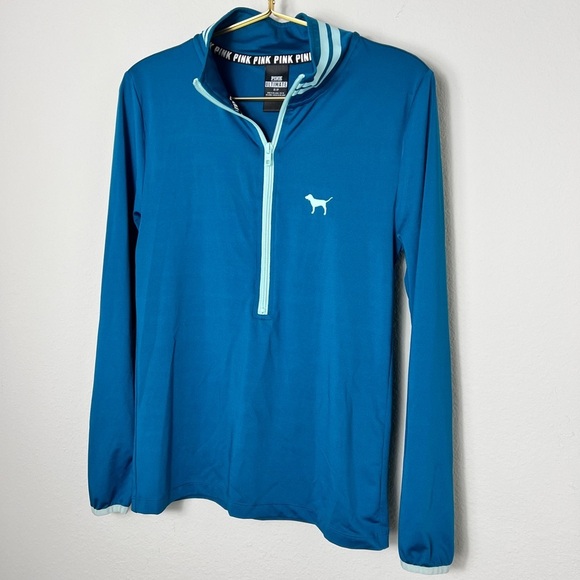 EUC Victoria’s Secret PINK Ultimate Quarter Zip Pullover Teal Blue Size Small - Picture 5 of 10